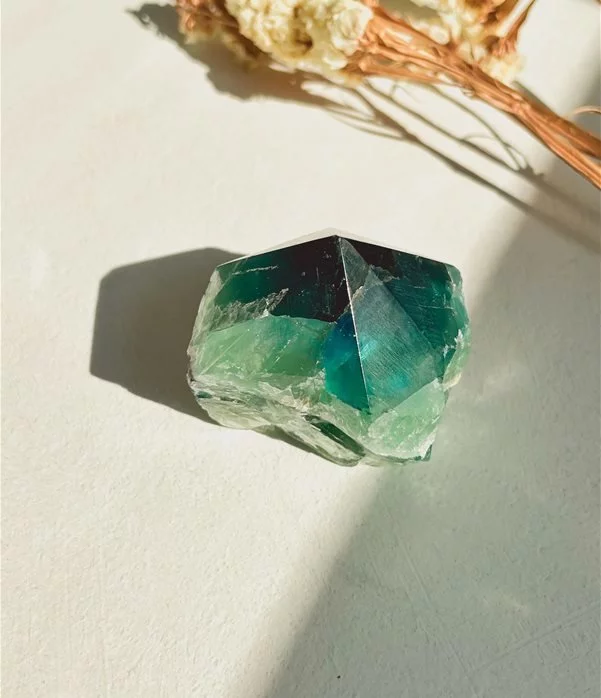 punta grezza in Fluorite verde